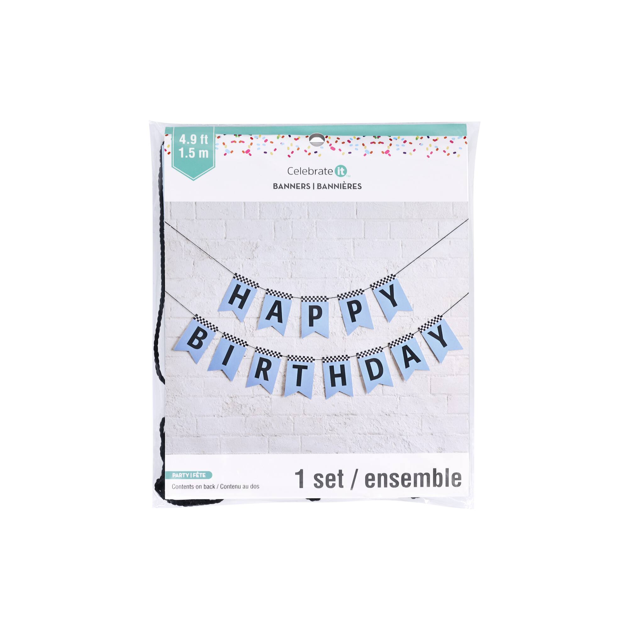 12 Pack: 5ft. Blue Happy Birthday Racing Banner Set by Celebrate It™